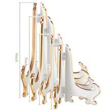 Boao - 12 soportes de plástico para caballete para exhibición de 3/4/5/6 pulgadas marco de fotos de plástico caballete para exhibición de tarjetas revistas libros cd teléfono bodas decoración - Oro blanco - Ver 2