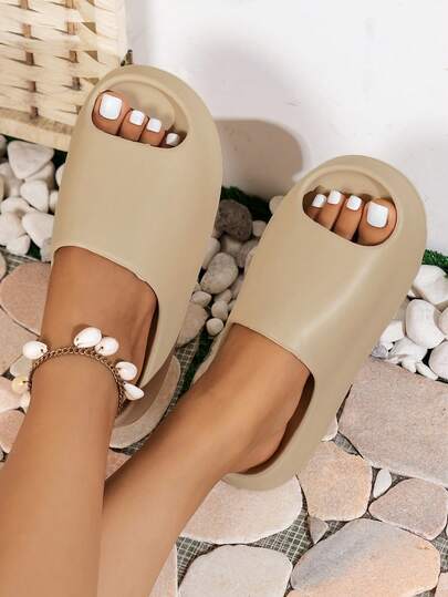 Sandalias planas tipo chanclas con diseño de nube, unisex. Suaves y transpirables, de unicolor con punta redonda, suela gruesa, tipo chanclas para ducha. Moda para estudiantes y trabajadores de oficina, adecuadas para todas las estaciones, parejas y tallas grandes, para uso interior/exterior