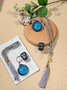 Muslim Pilgrimage Essential Electronic Counter Compass, 99 Pearl Tassel Prayer Beads Handheld Digital Counter, Muslim Islamic Religious Supplies - Multicolor - View 15