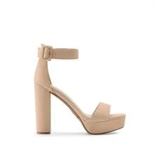 Women 4.5-Inch Chunky High Heel Sandals Fashion Open Toe Ankle Strap With Buckle Adjust Ultra High Heel Sandals, Perfect For Party, Wedding, Prom Night, Spring Summer Outfits - Apricot - View 5