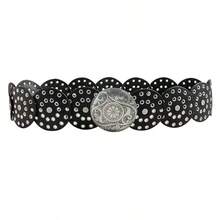 1 chiếc thắt lưng da PU màu đen dành cho nữ, khóa tròn, kiểu dáng Bohemian với họa tiết hoa, phù hợp cho các dịp thường ngày, dự tiệc, và thời trang hàng ngày. - màu đen - Xem 12