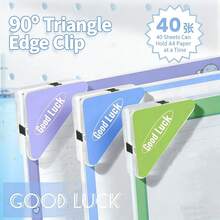 6pcs GOOD LUCK Triangle Clips, Student Supplies Storage Edge Clips, Office Stationery Invoice Document File Binder Clips - Sets - View 2