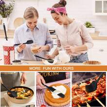 Bộ 2 dụng cụ cạo bằng silicon, dụng cụ nhà bếp làm bánh, bao gồm dụng cụ cạo và thìa, dùng để cạo thức ăn thừa, làm bánh, nấu nướng và trộn. - Nhiều màu - Xem 8