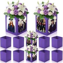 12 Pcs Graduation Box Centerpieces For Table 6/7 Inch Photo Display Congrats Grad Party Favor Gift College Picture Box Photo Props Frame For Graduation Table Decoration Purple - Purple - 查看 7