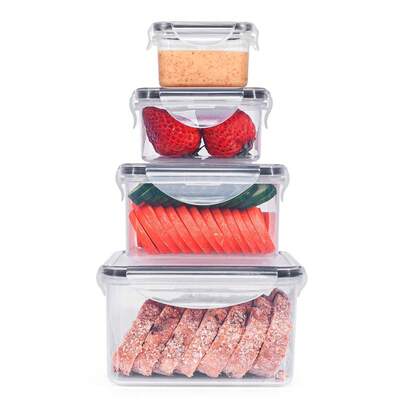 Caperci Bộ 4 hộp đựng thực phẩm có nắp đậy kín khí - Chống rò rỉ 100%, hộp nhựa đựng thức ăn chuẩn bị sẵn dùng trong nhà bếp, an toàn khi sử dụng trong máy rửa chén, lò vi sóng và tủ đông.