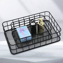 1 chiếc giỏ đựng đồ bằng dây sắt tối giản, khay lưới thoáng khí chống gỉ, có thể tái sử dụng, chắc chắn và bền bỉ, giá đựng đồ trang điểm, chăm sóc da, văn phòng phẩm đa năng cho phòng tắm, bàn làm việc, quầy bếp, giúp tiết kiệm không gian trong nhà. - màu đen - Xem 3