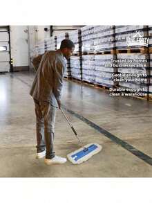 24 Premium Cotton Dust Mop Kit - Heavy Duty Mop With Handle Industrial, Commercial, And Residential Cleaning - Dry Floor Duster Hardwood Surfaces - White - 鋁製手柄 + 24 英寸 X 5 英寸 - 查看 8