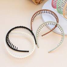 4 chiếc băng đô chống trượt hạt tròn mới, có răng cố định tóc và băng đô chống trượt cho mặt, thiết kế chống trượt tối giản, chăm sóc tóc và da unisex, băng đô, dây buộc tóc, băng đô răng cưa, phụ kiện tóc - Nhiều màu - Xem 8