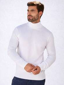 Baronesa Tricot Cacharrel Men's Cold Weather Blouse High Neck Knitting - White - View 1
