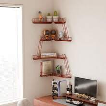Estantería de Pared Escalera de Incendios - Estanterías de Esquina de Pared Modernas Estilo Ciudad de 4 Niveles Estante de Escalera de Metal Fácil de Instalar para Figuras Estantes - Estante de pared rojo Fire Escape - Ver 5