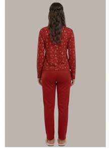 Long Suede Pajamas For Cold Winter, Women's Long-Sleeved Warm Pajamas - 紅色 - 查看 3