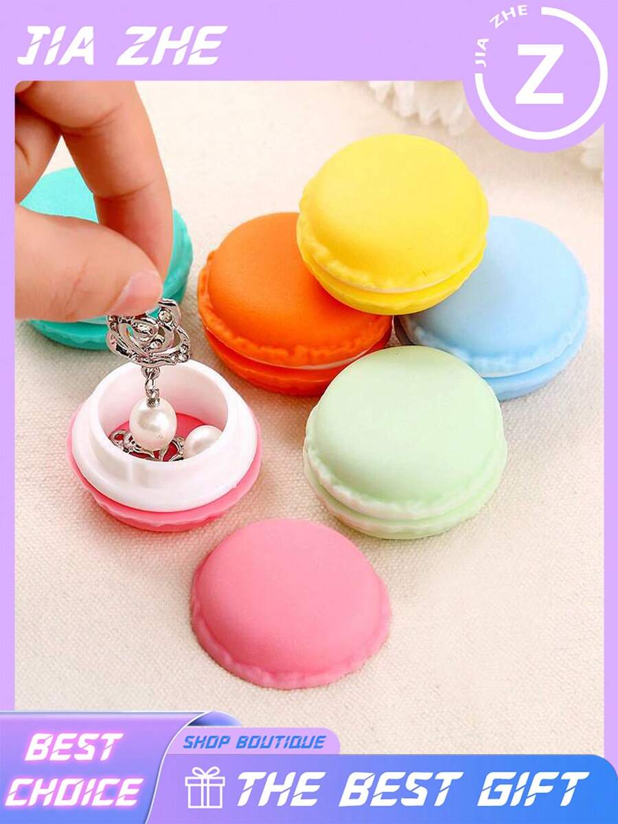 Hộp đựng trang sức hình bánh macaron dễ thương đa năng, hộp đựng đồ nhỏ, hộp đựng nhẫn và trang sức, hộp đựng thuốc, túi mini xách tay, hộp đựng bông tai và nhẫn. - Nhiều màu - Xem 1