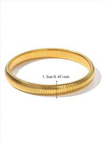 1条18K镀金加厚手链，不锈钢弹力手链，母亲节礼物 - Snake Chain - 查看 3