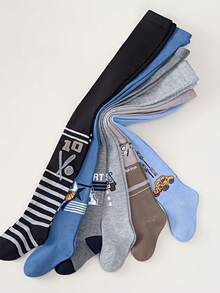 3条男童卡通字母印花紧身裤，柔软透气，适合日常穿着 - 彩色 - 查看 6