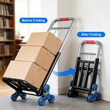 1pc Heavy Duty Folding Hand Truck With Adjustable Buckle Gear, Stair Climbing Wheels, And Portable Lift Hand Truck For Transporting And Shopping, Foldable Hand Truck - 1 Chiếc + 3 Dây buộc - Xem 5