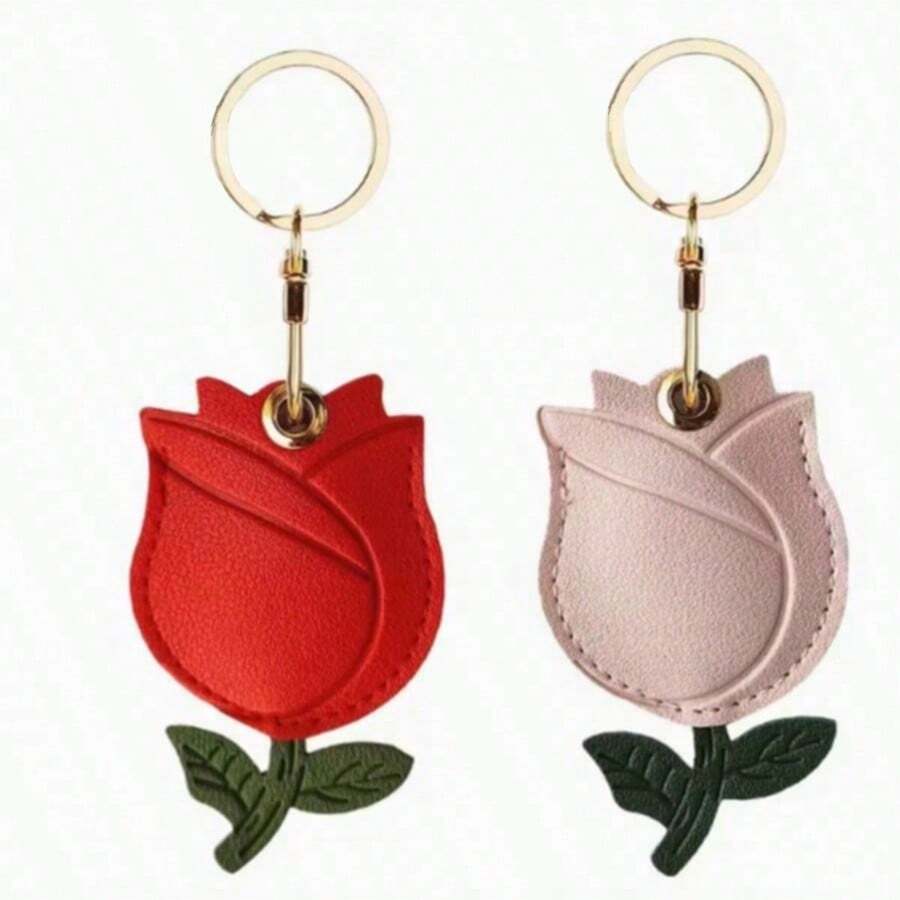 Gantungan Kunci Kulit, Pelindung AirTag, Penutup Kartu Akses, Liontin Tas Mawar, Gantungan Kunci Hiasan, Hiasan Gantung Kulit PVC - MultiWarna - View 1