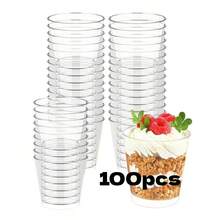 Bộ ly tráng miệng, bát nhỏ trong suốt, có thể tái sử dụng, thích hợp cho đám cưới, tiệc sinh nhật và làm đĩa đựng bánh phô mai. - Trong sáng - Xem 12