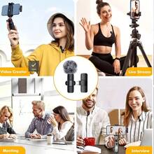 Tangle-Free Solid Color Live Streaming Equipment Wireless Mini Microphone Compatible With Iphone/Smartphone, 2 Mini Lapel Microphones With Clearer Audio For Video Recording, Interview, Vlog, Noise Reduction Device Noise Cancellation Stereo Wireless Vlogging Tools Handheld High Quality Audio Mother's Day Spring - Pink - View 3