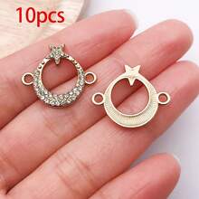 10/30 chiếc mặt dây chuyền đính đá lấp lánh hình ngôi sao, mặt trăng, mặt trời mạ vàng dùng để làm trang sức thủ công DIY, vòng cổ, vòng tay, bông tai. - Nhiều màu - Xem 24
