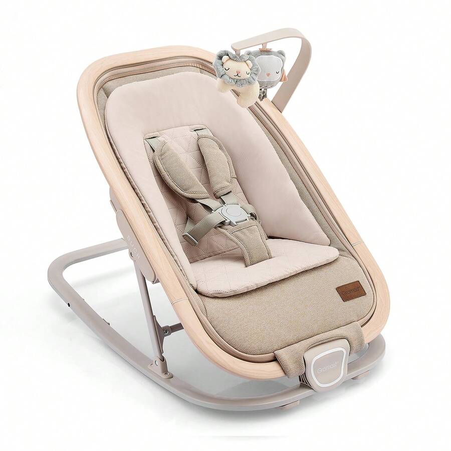 Gromast 2-In-1 Baby Bouncer Seat For Infants, Portable Baby Rocker With 3 Recline Positions, Hanging Toys & Travel Bag
