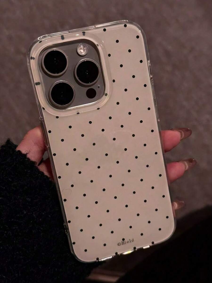 Fashionable And Cute Polka Dot Glossy Soft Case, Suitable For 17 Air 16 15 14 13 12 11 Pro Max 16 15 14 Plus, Simple Creative Shockproof Back Cover - Small Wave Dots - View 1
