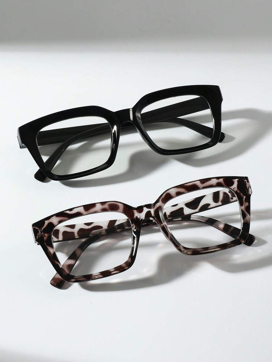 1/2pcs Men Square Frame Clear Light Glasses For Reading Daily Life Eye Protection Clo - Multicolor - View 1
