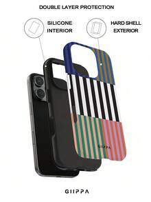 Una elegante funda para teléfono que no incluye cordón ni soporte. Funda para teléfono con diseño de rayas tricolor a prueba de golpes, compatible con 17 Pro, 16 Pro, 15 Pro, 14 Pro. Funda para teléfono coreana elegante e interesante, también compatible con 11/12/13/14/15/16 Pro Plus. Diseño elegante adecuado tanto para hombres como para mujeres, regalo para Pascua, primavera, cumpleaños para novia. - Multicolor - Ver 8
