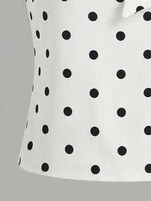 EARO Women's Black & White Polka Dot Camisole Tank Top, Regular Length, Non-Stretch Fabric Casual Summer - 白色 - 查看 5