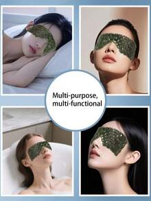 1pc Natural Jade Eye Mask, Handmade Jade Eye Mask, Cooling Jade Face Mask - Jade A - Multicolor - View 2
