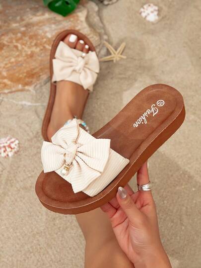 Nouvelles sandales d'été 2026 pour femmes, élégantes, légères, classiques, antidérapantes, résistantes, avec nœud papillon, à bout ouvert. Convient pour la plage, les vacances et les tenues décontractées