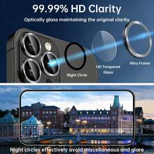 Yezodawee 6pcs Black Metal Ring Camera Lens Protector, Perfect Fit, Rear Camera Round Lens Protector, Compatible With Phone 18 Pro/Phone 18 Pro Max/Phone Ultra/Phone 17 Pro Max/17 Air/16 Pro Max/16 Pro/16 Plus/16/16E/15/14/13 Mini/12/11 Series - Black - View 2