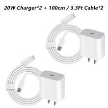 快速充电美规A/B型插头110-127V墙式充电器20W USB-C快速充电套装，包含3.3英尺Type-C转Type-C数据线、墙式充电器，兼容 14 Pro Max/14 Pro/14/13 Pro Max/13 Pro/13/12/11/XS/X/XS Max系列，春季礼品 - 白色 - 查看 10