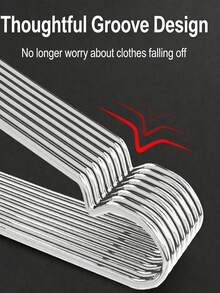 10pcs Stainless Steel Clothes Hangers, Solid Garment Rack, Drying Rack, Balcony Anti-Slip - Silver - View 4