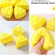 Queeze Cheese - Extra Large Soft Squeezable Cheese Blocks | Gurgle Gift, Adult Fun Cheese | Giant Stress Relief Ball | Adult Sensory Stress Relief Cheese - Sunshine Entertainment - 黃色 - 查看 3