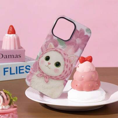 1个可爱猫咪头巾手机壳 | 粉彩花卉图案 | 哑光质感，二合一加厚保护 | 兼容 17/17Air/17Pro/17Pro Max/16/7/8/11/12/13/14/15/X/XR/Xs/Plus/Pro/Pro Max/SE2，以及三星Galaxy S23 Ultra/S24 FE/S25 Edge/S26 Plus
