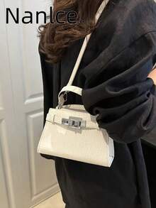 2026 New Luxury Women's Woven Texture Handbag, Fashion Versatile Shoulder Bag With Large Capacity - White - View 4
