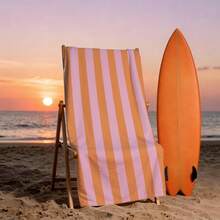 1pc Classic Striped Ultra-Soft Microfiber Beach Towel - Super Absorbent, Quick Dry, Large Bath Towel For Summer Beach, Pool And Home Use, Rectangular Beach Blanket - Style8 - View 6
