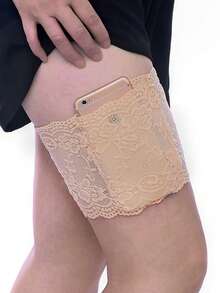 1pc Women's Lace Garter With Non-Silicone Phone Pocket - Elegant Lace Design, Made Of Spandex, Hand Wash Recommended - Fashionable Thigh-High Sock Accessory | Comfortable Fit, Suitable For Women | Lingerie Accessory Lace Garter With Anti-Slip Thigh Phone Pocket - Multicolor - View 16
