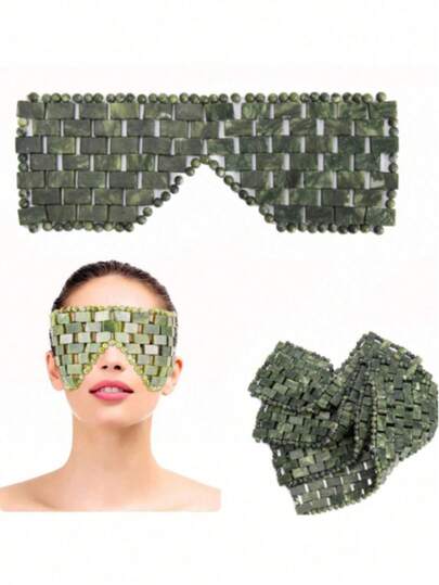 1pc Natural Jade Eye Mask, Handmade Jade Eye Mask, Cooling Jade Face Mask - Jade A