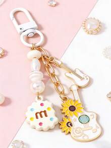 1 pieza Galleta con cuentas, Llavero con forma de guitarra, Llavero con forma de violín y arpa, Colgante para bolso - Multicolor - Ver 9
