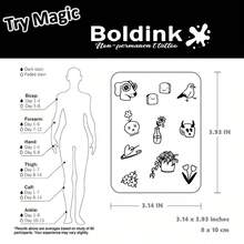 Bộ 2 hình xăm tạm thời Boldink nhỏ hình thảo mộc ngọt ngào, hình xăm nghệ thuật cơ thể chống thấm nước, giữ được 1-2 tuần, hình xăm nước ép trái cây, trang trí cơ thể lý tưởng cho mùa thu/đông, quà tặng Ngày Valentine được yêu thích dành cho các cô gái, món đồ không thể thiếu cho những người dẫn đầu xu hướng. - màu đen - Xem 3