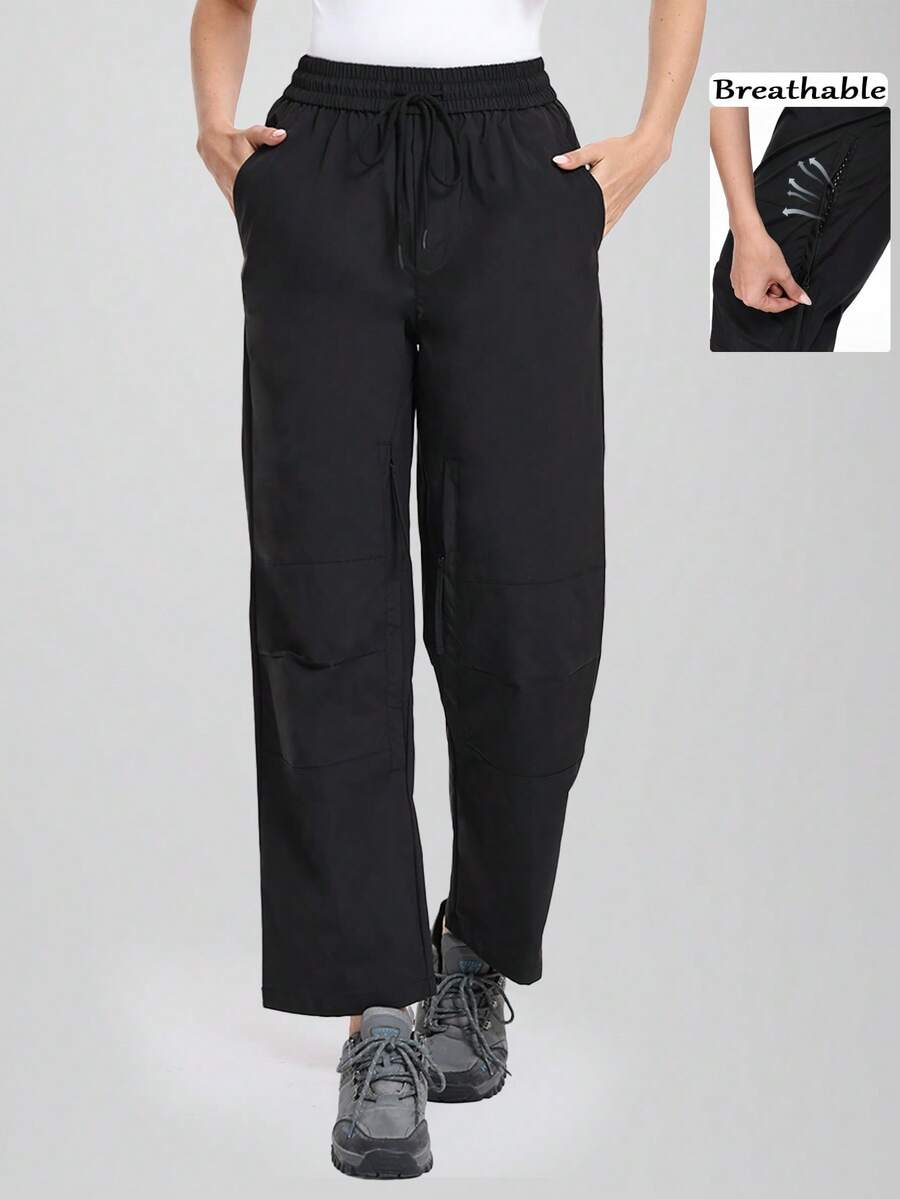 CZRLHYT Quần dài nữ rằn ri dã ngoại, quần ống rộng dáng suông mềm mại thích hợp cho leo núi, cắm trại, chạy bộ, quần bó sát thường ngày. - màu đen - Xem 1