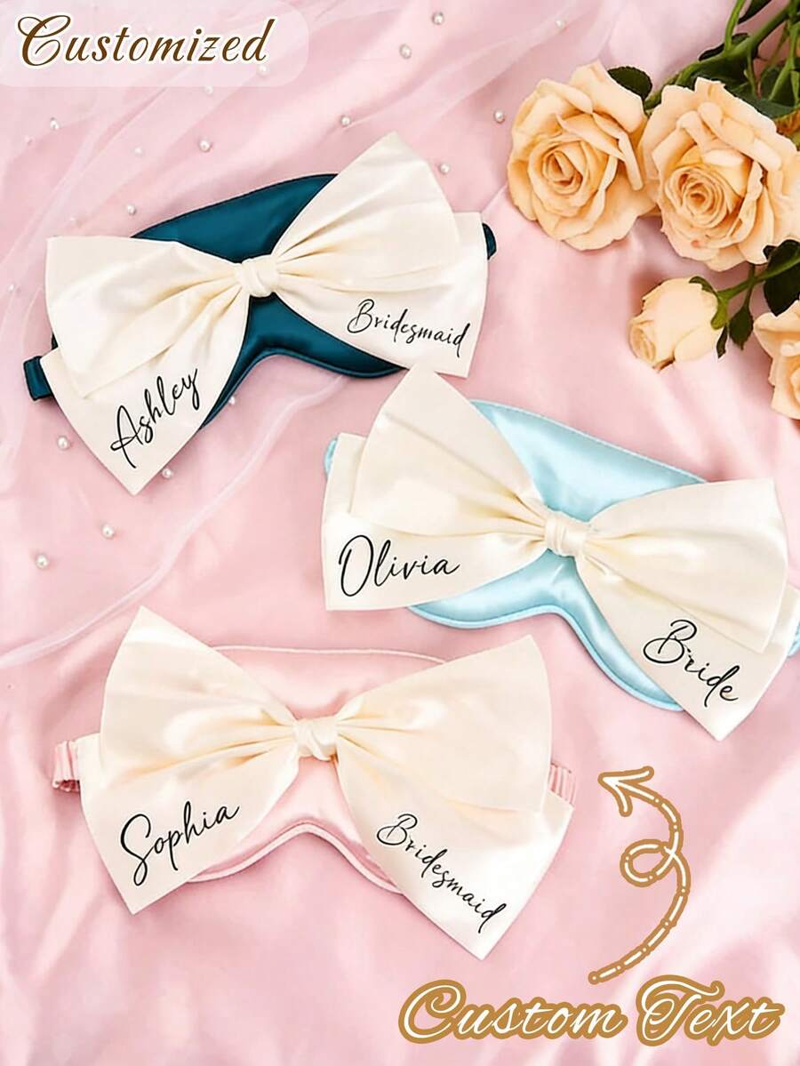 Customized Satin Bow Sleeping Eye Mask, Colorful Eye Mask For SPA, Party, Bridesmaid, Bachelorette Party - Multicolor - View 1