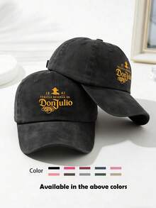 1顶男女通用“Don Julio”印花复古水洗棒球帽，运动可调节后扣帽，遮阳帽，弯檐帽，钓鱼帽，徒步帽，老爹帽，卡车司机帽，适合日常佩戴、户外骑行、旅行、钓鱼等各种场合，夏季、海滩、假日皆宜。 - 款式N - 查看 15