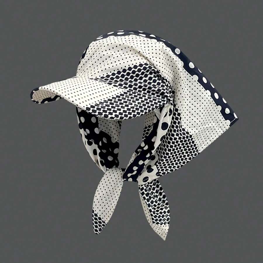 1pc Polka Dot Headscarf Cap, Women's Summer Sun Protection Hat, Outdoor Fashionable Face-Shielding Hip-Hop Turban, Suitable For Outdoor Vacation Wear - 黃色 - 查看 1