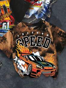 3pcs/Set Boys' Car Print Short Sleeve Outfit - Multicolor - View 4