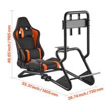 Lenkradständer, Racing Wheel Stand, Simulator-Cockpit mit Monitorständer, für Logitech G25, G27, G29, G920, G923, Thrustmaster T300RS, TX F458, T500RS, T3PA-PRO (F1/GT) und CSR-Pedale - für  G25, G27, G29, G920, G923, mit Monitorständer - Übersicht 10