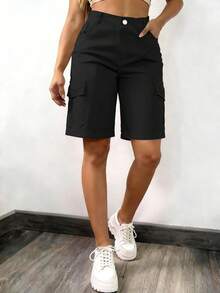 Quần nữ màu đen nhiều túi, cài cúc, kẻ caro, dáng rộng, thanh lịch, cạp trung bình, thích hợp cho dạo phố, đi biển, nghỉ mát, mặc hàng ngày, ở nhà, đi chơi, du lịch, tiệc tựu trường, lễ tốt nghiệp, biểu diễn sân khấu và hòa nhạc, dạ hội, tiệc sinh nhật, thể thao và tập thể dục, mùa xuân và mùa hè. - màu đen - Xem 4