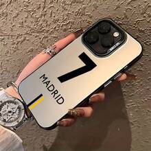 1 chiếc ốp lưng điện thoại màu đen thanh lịch, thiết kế tối giản kiểu áo bóng đá, số 7, có nút bấm độc lập, chống rơi, chống trượt IMD, lỗ camera lớn, màu đen & bạc, phù hợp với 17/Air 16/15/14 Plus/13/12/11/Pro/ProMax/X/XR/XS/XS Max/7/8 - Nhiều màu - Xem 3