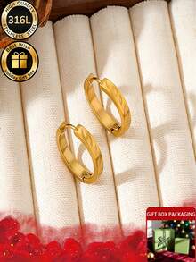 Two Pieces Set Of Personalized Willow Leaf Pattern Earrings+Thoughtful Ear Protection And Ear Care Needles, Suitable For Wearing New Ear Holes And Various Occasions And Festivals Such As Parties, Anniversaries, Birthdays, Etc., Equipped With High-Quality And Exquisite Gift Boxes - Gold - View 3